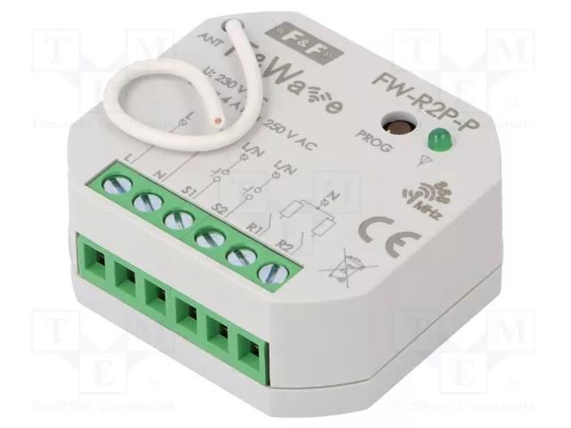 Relay; flush mount; 85÷265VAC; 85÷265VDC; 230VAC; NO x2; IP20; 100m F&F FW-R2P-P