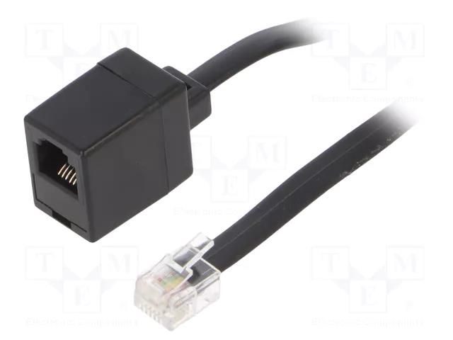 Cable: telephone; RJ12 socket,RJ12 plug; 10m; black Goobay TEL-RJ12-PS-BK/10