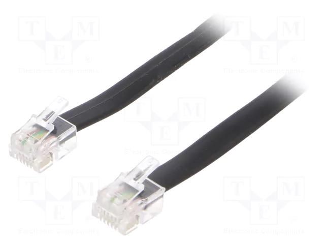 Cable: telephone; RJ12 plug,both sides; 3m; black Goobay TEL-RJ12-BK/03