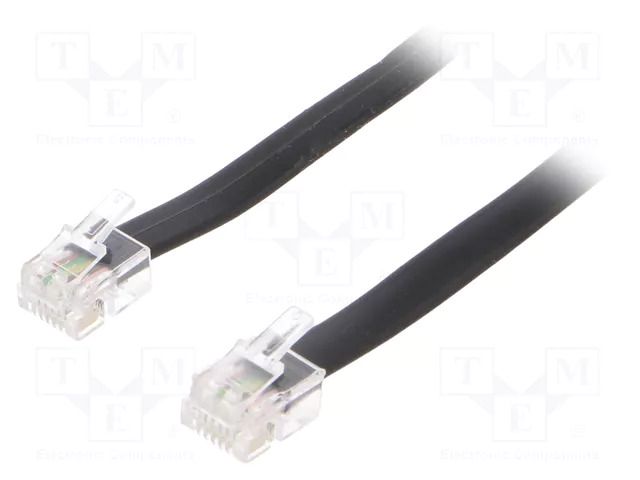 Cable: telephone; RJ12 plug,both sides; 10m; black GOOBAY TEL-RJ12-BK/10