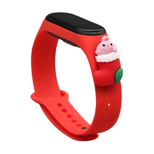 Strap Xmas Wristband for Xiaomi Mi Band 4 / Mi Band 3 Christmas Silicone Strap Bracelet Red (Santa 1), Hurtel 5907769331077 5907769331077