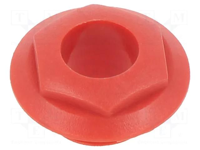 Nut with external thread; red; Jack socket; S4 CLIFF CL14218R