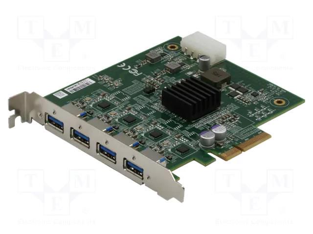 Serial port card; PCI,PCIe x4 Gen.2; USB 3.2 Gen 1 x4; 0÷60°C AAEON PERT479A1100