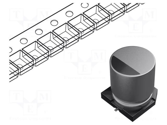 Capacitor: electrolytic; SMD; 10uF; 25VDC; Ø6.3x5.4mm; ±20%; 2000h PANASONIC EEE1EA100NP