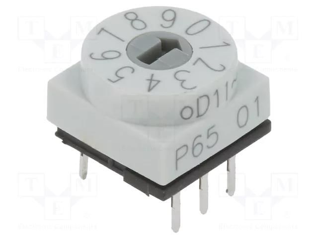 Encoding switch; DEC/BCD; Pos: 10; THT; Rcont max: 80mΩ; P65 PTR HARTMANN P65THR101H