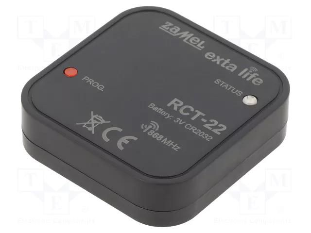 Wireless temperature sensor; flush mount; 3.2VDC; IP20; 868.5MHz ZAMEL RCT-22