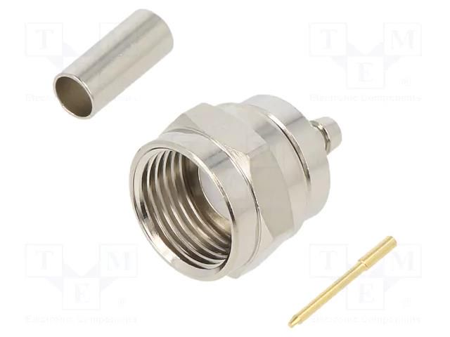 Connector: F; plug; male; straight; 75Ω; soldering,crimped; PTFE AMPHENOL RF 222113