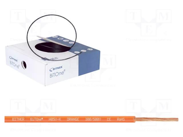 Wire; BiTOne,H05V-K; stranded; Cu; 0.75mm2; PVC; orange; 300V,500V BITNER BITNER-IG2051.04