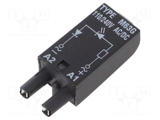 Signaling module; socket; Indication: LED; Colour: green RELPOL M63G-BLACK