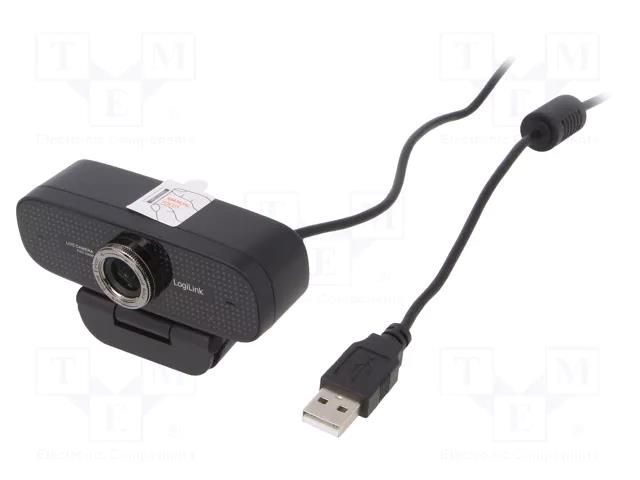 Webcam; black; USB; Features: Full HD 1080p,PnP; 1.6m; clip; 100° LOGILINK UA0378