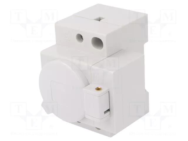 F-type socket (Schuko); 230VAC; 16A; for DIN rail mounting HAGER SN017