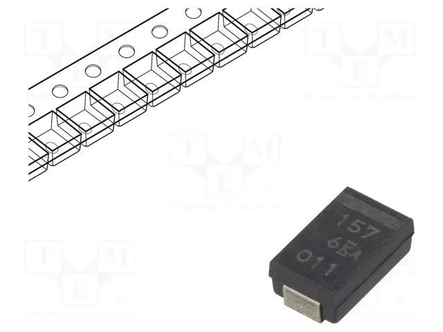 Capacitor: tantalum-polymer; low ESR; 150uF; 6VDC; D; 2917; SMD KEMET T599D157M006ATE045