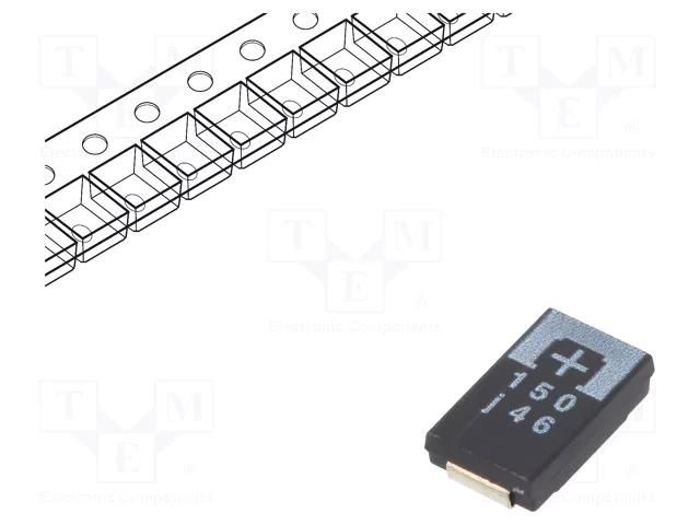 Capacitor: tantalum-polymer; low ESR; 150uF; 6.3VDC; 2800mA; SMD PANASONIC 6TPE150MI