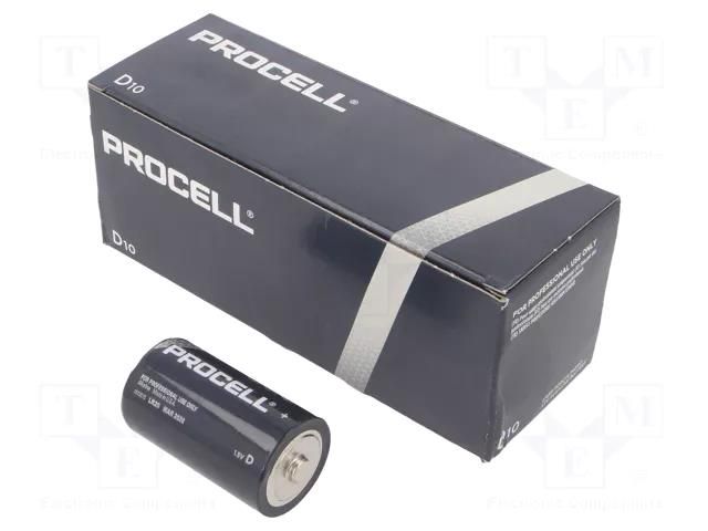 Battery: alkaline; D; 1.5V; non-rechargeable; 10pcs. PROCELL BAT-LR20/DRPR-BOX