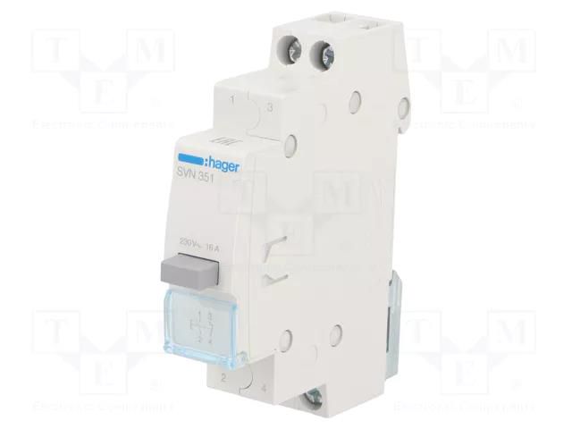 Module: pushbutton switch; 230VAC; 16A; for DIN rail mounting HAGER SVN351
