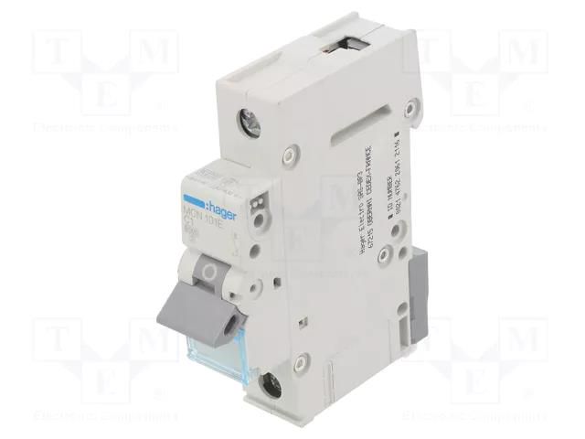Circuit breaker; 230/400VAC; Inom: 1A; Poles: 1; Charact: C; 6kA HAGER MCN101E