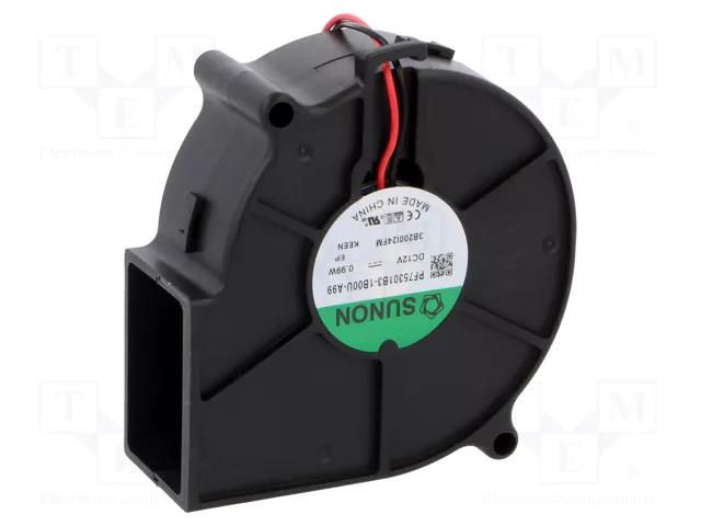 Fan: DC; blower; 12VDC; 75x75x30mm; 18.35m3/h; 32.9dBA; ball SUNON PF75301B3-A99-B