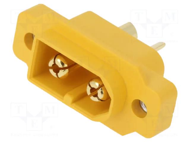 Connector: DC supply; socket; XT60; male; PIN: 2; soldering; yellow AMASS XT60E1-M