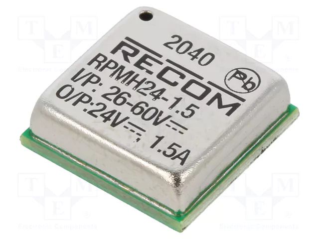 Converter: DC/DC; Uin: 26÷60VDC; Uout: 24VDC; Iout: 1.5A; SMT; OUT: 1 RECOM RPMH24-1.5-CT