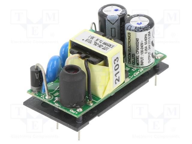 Converter: AC/DC; 6W; Uin: 90÷264VAC,120÷370VDC; Uout: 24VDC; 83% CINCON CFM06S240