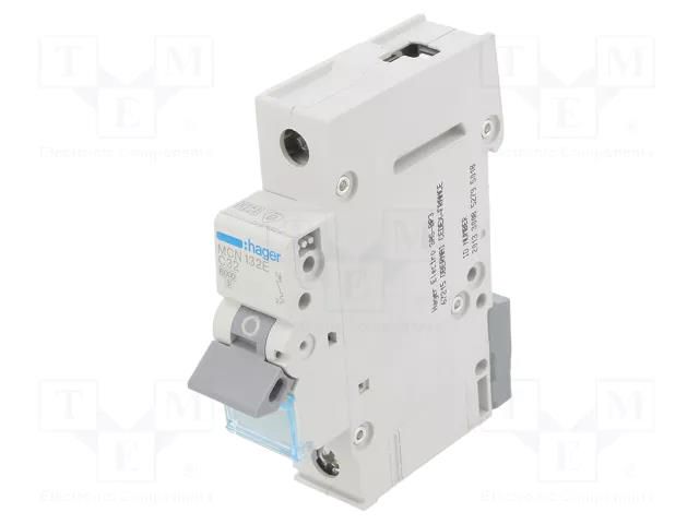 Circuit breaker; 230/400VAC; Inom: 32A; Poles: 1; Charact: C; 6kA HAGER MCN132E