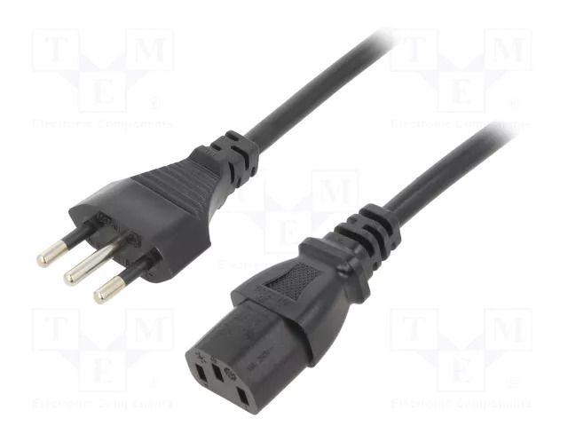 Cable; 3x1mm2; CEI 23-50 (L) plug,IEC C13 female; PVC; 3m; black LIAN DUNG SN319-3/10/3BK