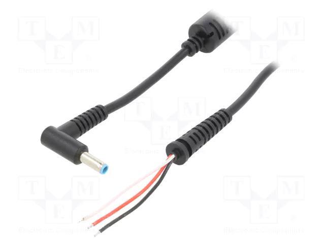 Cable; 3x0.5mm2; wires,DC 4,5/3,0 plug; angled; black; 1.2m AKYGA AK-SC-11