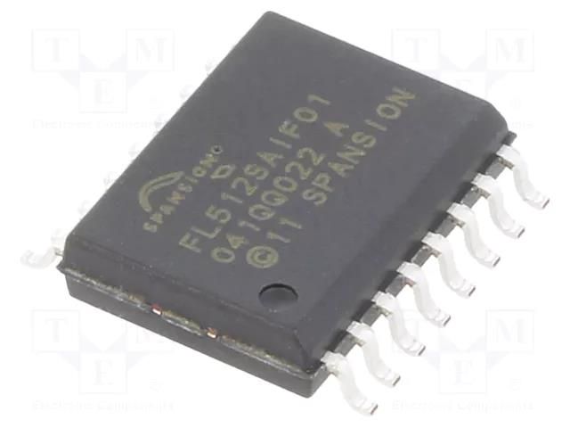 IC: FLASH memory; 512MbFLASH; SPI; 133MHz; 2.7÷3.6V; SO16; serial INFINEON (CYPRESS) S25FL512SAGMFI011