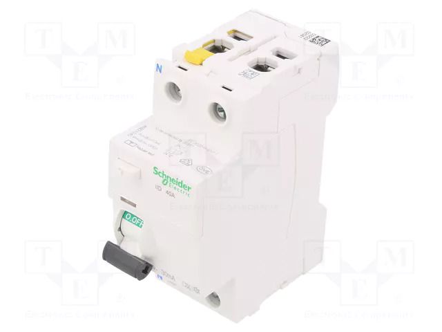 RCD breaker; Inom: 40A; Ires: 30mA; Poles: 2; 400VAC; IP20; 1÷25mm2 SCHNEIDER ELECTRIC A9Z21240