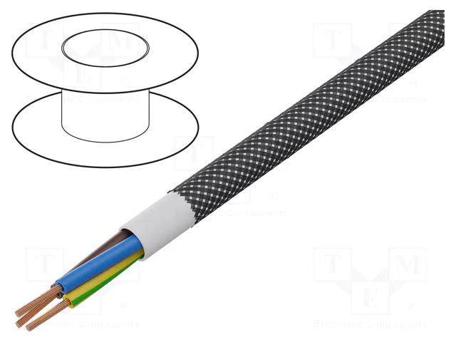 Wire; H03VV-F,OMY; 3G0.75mm2; round; stranded; Cu; PVC; textile ESPE OP-AC-3G0.75-BK