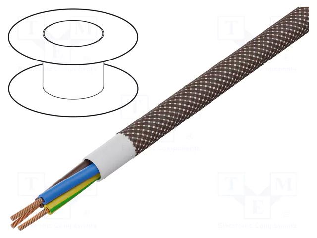Wire; H03VV-F,OMY; 3G0.75mm2; round; stranded; Cu; PVC; textile ESPE OP-AC-3G0.75-DBR