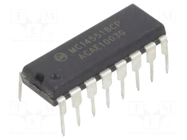 IC: digital; analog,demultiplexer,multiplexer; Ch: 4; IN: 1; CMOS NTE Electronics NTE4551B