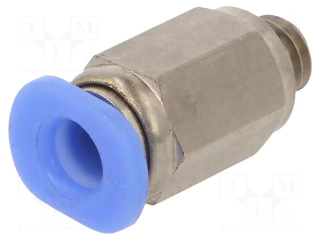 Push-in fitting; straight; -0.95÷10bar; nickel plated brass PNEUMAT PC-54