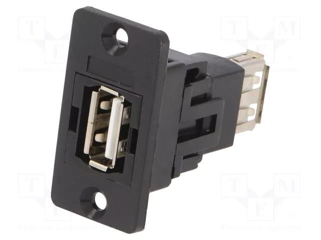 Coupler; USB A socket,both sides; SLIM; USB 2.0; gold-plated CLIFF CP30608N