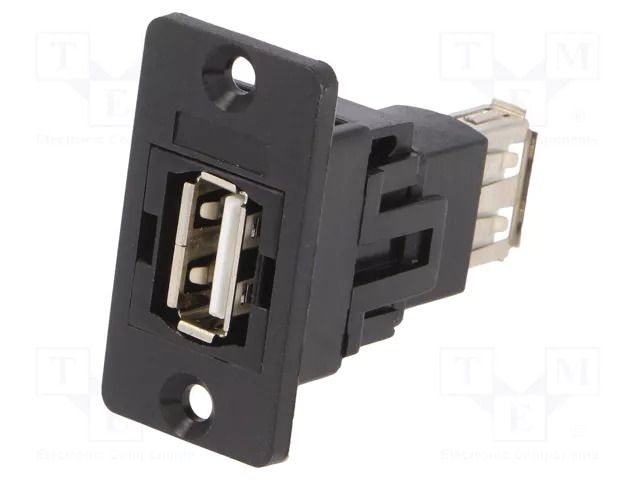 Coupler; USB A socket,both sides; Slim; USB 2.0; gold-plated CLIFF CP30608N