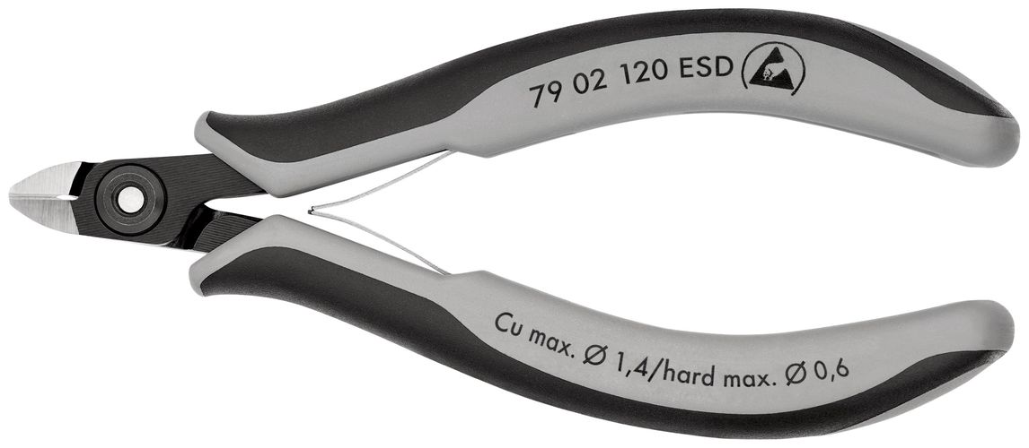 KNIPEX 79 02 120 ESD Precision Electronics Side Cutter ESD with multicomponent handles burnished 120 mm 79 02 120 ESD 4003773061595