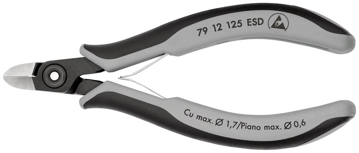 KNIPEX 79 12 125 ESD Precision Electronics Side Cutter ESD with multi-component handles burnished 125 mm 79 12 125 ESD 4003773071389