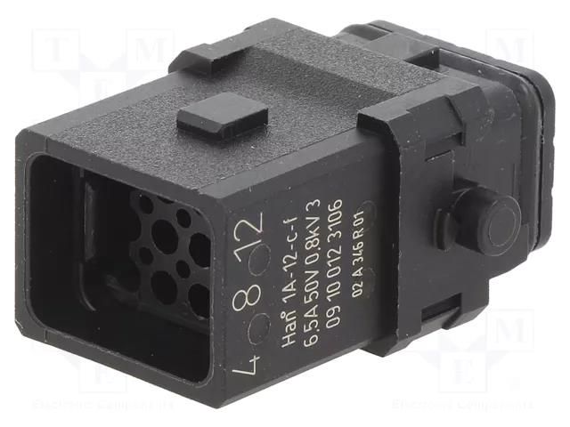 Connector: HDC; contact insert; female; Han® 1A; PIN: 12; size 1A HARTING 09100123106