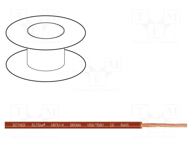 Wire; BiTOne,H07V-K; stranded; Cu; 10mm2; PVC; brown; 450V,750V BITNER BITNER-IG2004.09