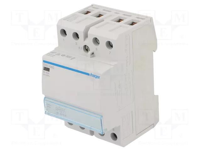 Contactor: 4-pole installation; 40A; 230VAC; NO x4; ESC; -10÷50°C HAGER ESC440