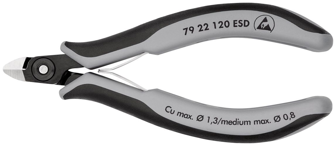 KNIPEX 79 22 120 ESD Precision Electronics Side Cutter ESD with multicomponent handles burnished 120 mm 79 22 120 ESD 4003773061618