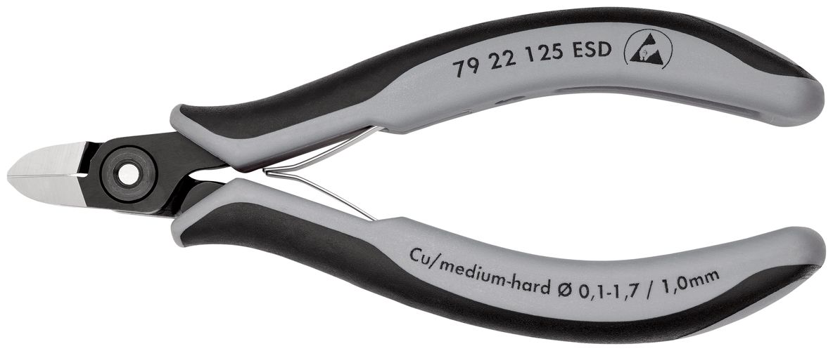KNIPEX 79 22 125 ESD Precision Electronics Side Cutter ESD with multi-component handles burnished 125 mm 79 22 125 ESD 4003773061533