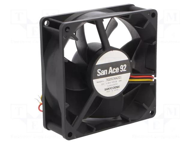 Fan: DC; axial; 24VDC; 92x92x32mm; 150m3/h; 44dBA; ball; 4300rpm SANYO DENKI 9G0924A201