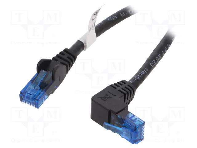 Patch cord; RJ45 plug,RJ45 angled plug; U/UTP; 6a; stranded; CCA Goobay U/UTP6A-90-010BK