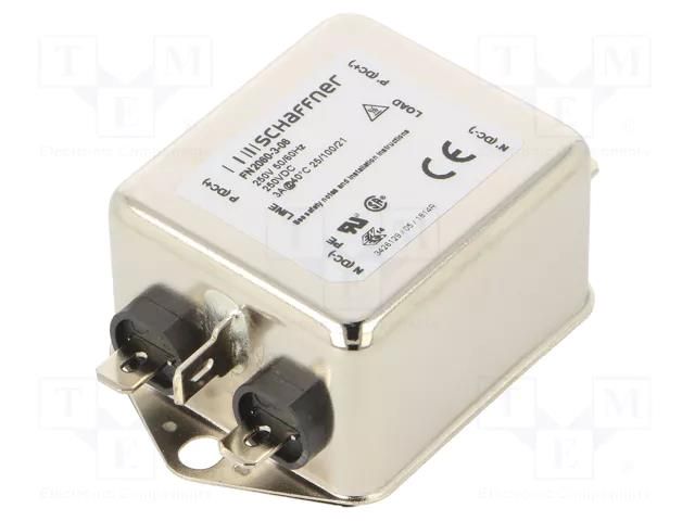 Filter: anti-interference; single-phase; 250VAC; Cx: 220nF; 1MΩ SCHAFFNER FN2060-3-06