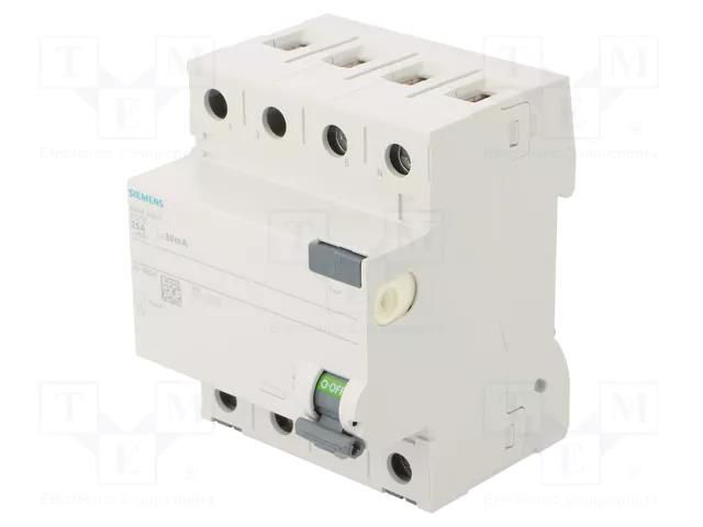 RCD breaker; Inom: 25A; Ires: 30mA; Poles: 3+N; 230/400VAC; IP20 SIEMENS 5SV4342-0