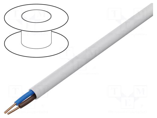 Wire; YDY; 2x1mm2; round; wire; Cu; PVC; white; 450V,750V; 100m ELEKTROKABEL EK-YDY-2X1