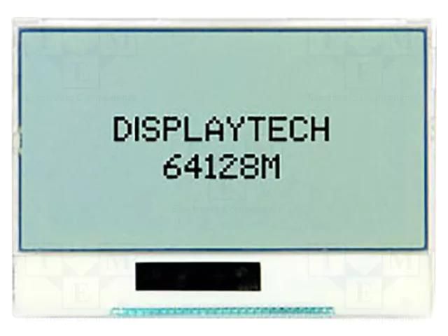 Display: LCD; graphical; 128x64; FSTN Positive; 77.4x52.4x10.5mm DISPLAYTECH 64128M-FC-BW-3