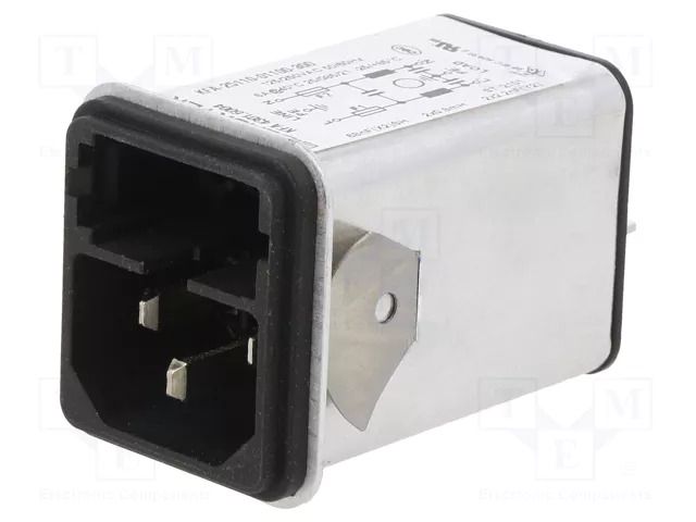 Connector: AC supply; socket; male; 6A; 250VAC; C14 (E); KFA; 5x20mm SCHURTER 4301.6004