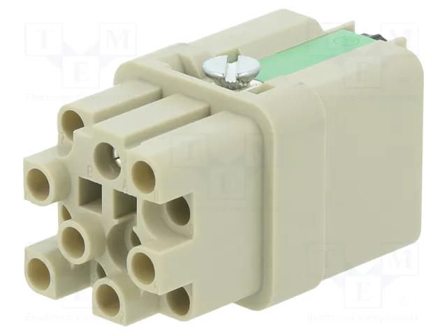 Connector: HDC; contact insert; female; Han Q; PIN: 13; 12+PE; 10A HARTING 09120123104